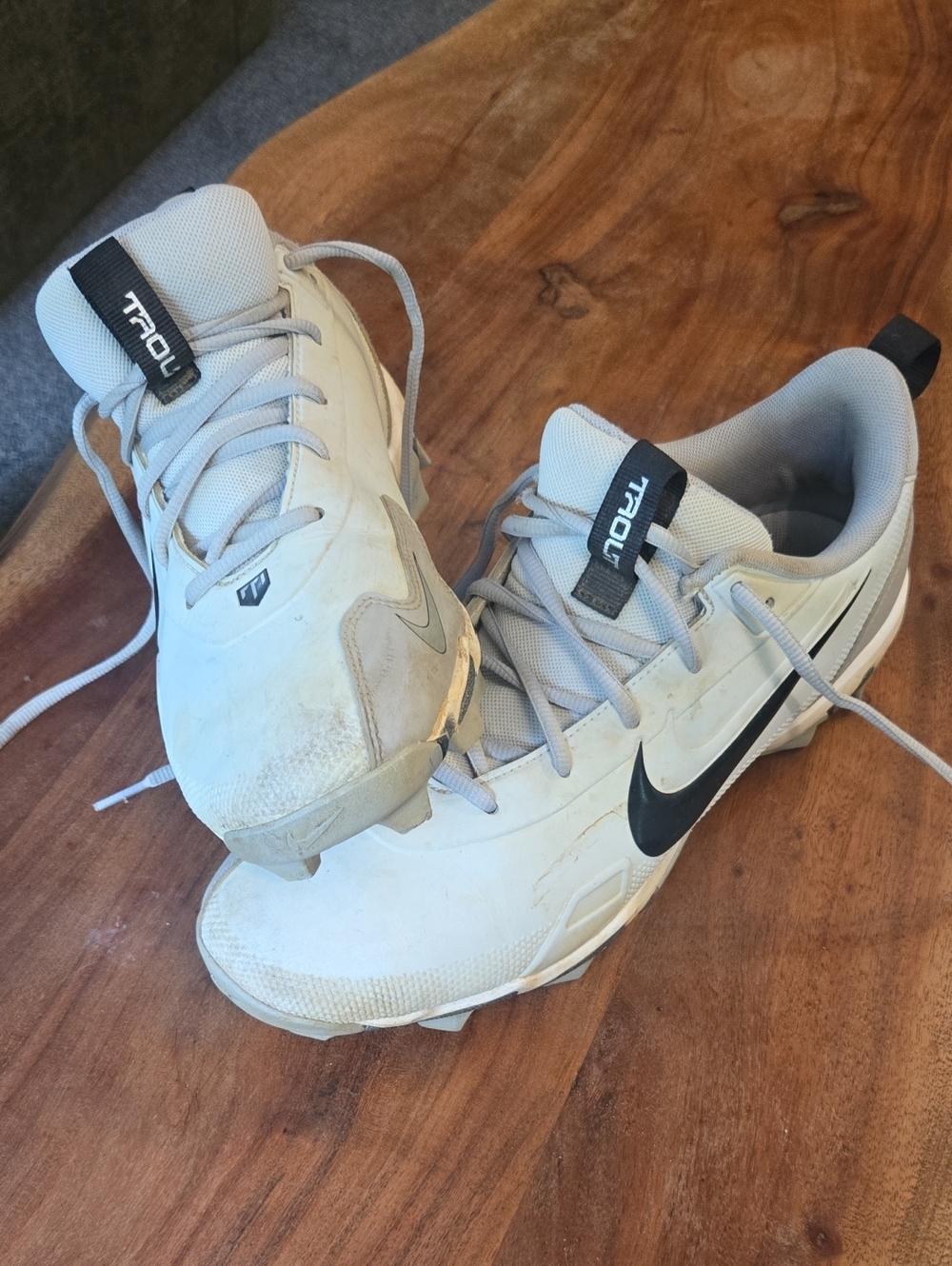 Nike Light Gray and White Mike Trout Baseball Cleats